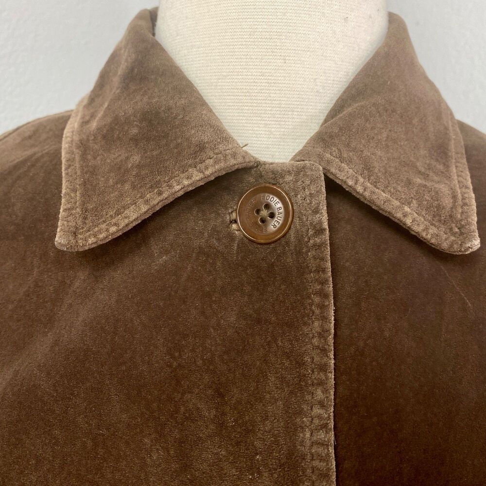 Vintage Eddie Bauer Seattle Suede Brown Jacket SM Washable Button Front Pocket - Picture 4 of 16